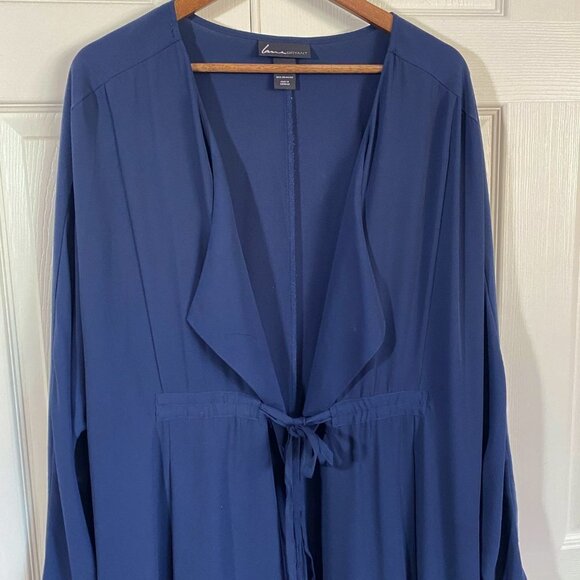 Lane Bryant - Navy Chiffon Open front Duster - Picture 3 of 15